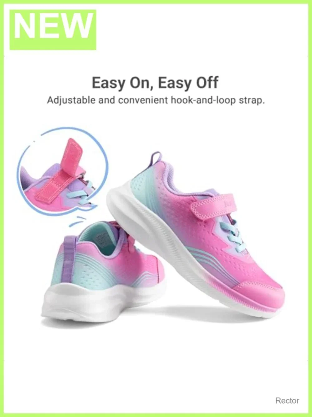 Kids Lightweight Breathable Mesh Sneakers Hook and Loop Athletic Running Shoes